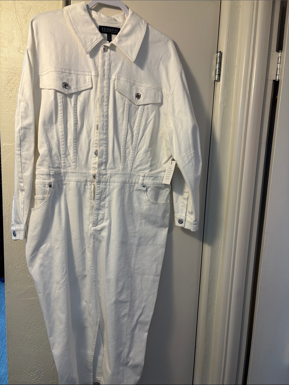 NWT - Eloquii Off-White Denim Dress with Snap Front - Picture 2 of 6